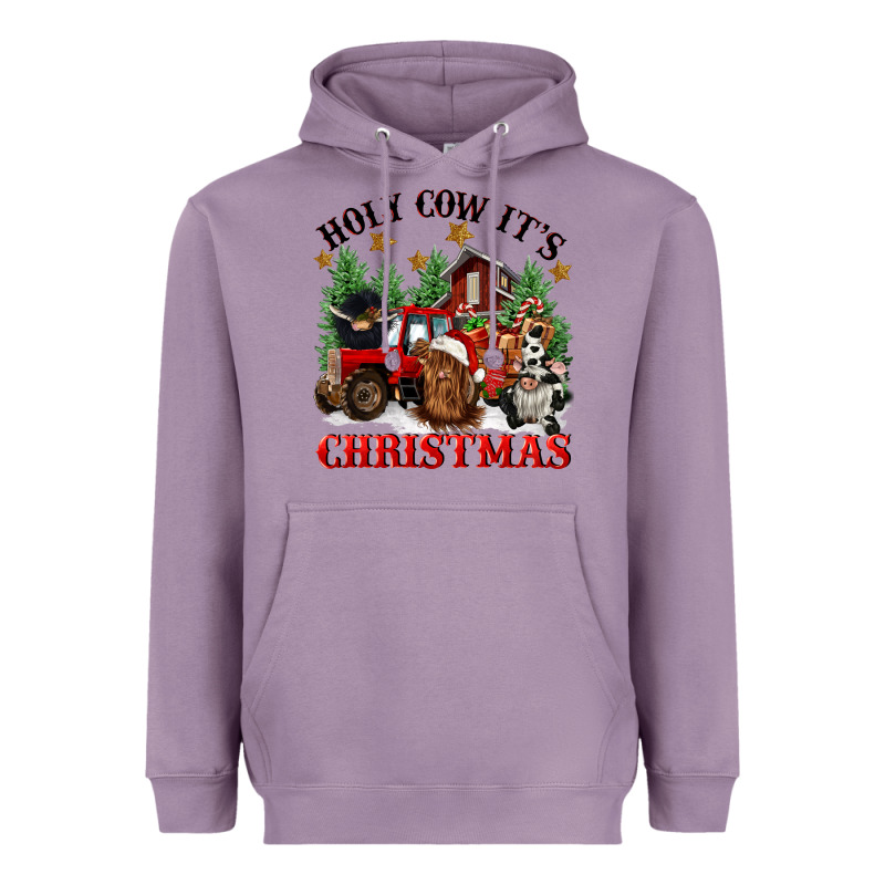 Holy Cow Its Christmas Heavyweight Hoodie by CowGirlArtShop | Teevron