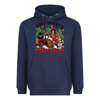 Navy holy cow its christmas Heavyweight Hoodie - CowGirlArtShop