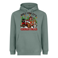 Sage holy cow its christmas Heavyweight Hoodie - CowGirlArtShop