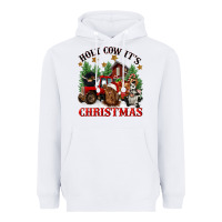 White holy cow its christmas Heavyweight Hoodie - CowGirlArtShop