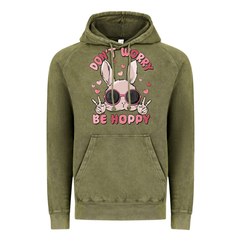Don't Worry Be Hoppy Vintage Hoodie by MaliasSmallBusiness | Teevron