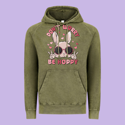 Don't Worry Be Hoppy Vintage Hoodie Designed By Maliassmallbusiness