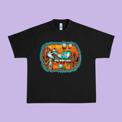 Western Cactus Urban Heavy Tee Designed By Adodesignshop
