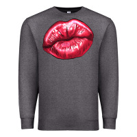 Charcoal Heather Lip mark Valentine's Day Premium Sweatshirt - HowdyJamesFarm