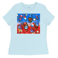 Baby Blue american popsicle and stars Ladies Tee - AdoDesignShop