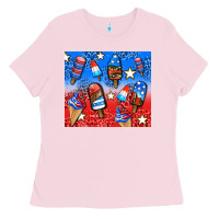 Bubblegum Pink american popsicle and stars Ladies Tee - AdoDesignShop