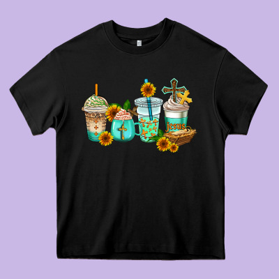 Jesus Coffee Cups Heavy Core Tee Designed By Adodesignshop