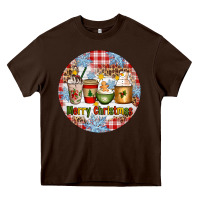 Chocolate Brown Merry Christmas Coffee Cups Heavy Core Tee - Artiststas