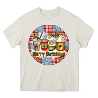 Cream Merry Christmas Coffee Cups Heavy Core Tee - Artiststas