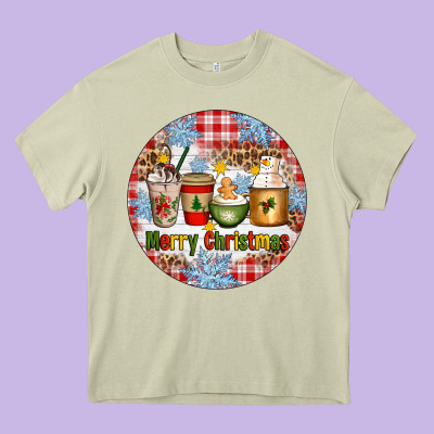 Merry Christmas Coffee Cups Heavy Core Tee Designed By Artiststas
