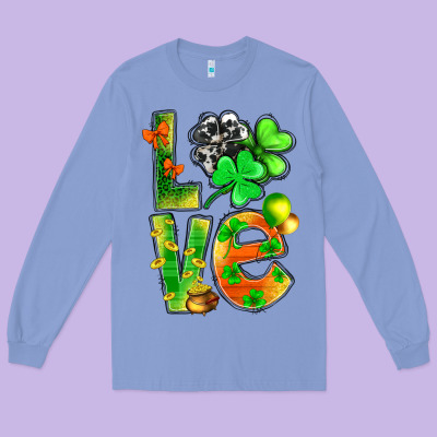 St.patrick Love With Clover Long Sleeve Tee Designed By Bundleandbundleshop