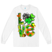 White St.Patrick Love With Clover Long Sleeve Tee - BundleAndBundleShop