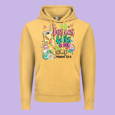 Easter Jesus Fills My Cup Vintage Hoodie Designed By Maliassmallbusiness