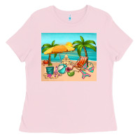 Bubblegum Pink summer Ladies Tee - RanaPortraitStore
