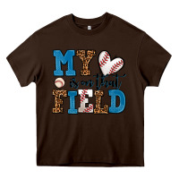 Chocolate Brown my heart is on that field baseball Heavy Core Tee - AdoDesignShop