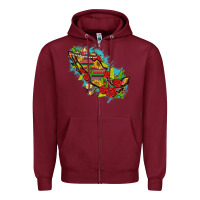 Burgundy Mexico Map with Leopard and Sunflowers Zipper Hoodie - texasbilliewilder