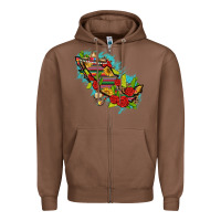 Chestnut Mexico Map with Leopard and Sunflowers Zipper Hoodie - texasbilliewilder