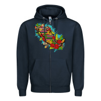 Navy Mexico Map with Leopard and Sunflowers Zipper Hoodie - texasbilliewilder