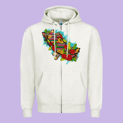 Mexico Map With Leopard And Sunflowers Zipper Hoodie Designed By Texasbilliewilder