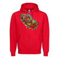 Red Mexico Map with Leopard and Sunflowers Zipper Hoodie - texasbilliewilder