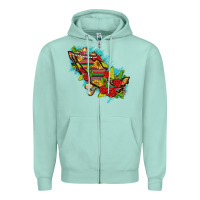 Seafoam Mexico Map with Leopard and Sunflowers Zipper Hoodie - texasbilliewilder