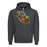Smoke Mexico Map with Leopard and Sunflowers Zipper Hoodie - texasbilliewilder