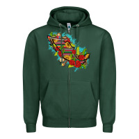 Sports Green Mexico Map with Leopard and Sunflowers Zipper Hoodie - texasbilliewilder