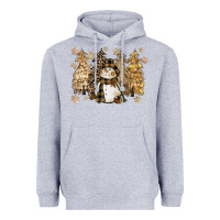 Heather Grey snowman with christmas trees 11inches Heavyweight Hoodie - CowGirlArtShop