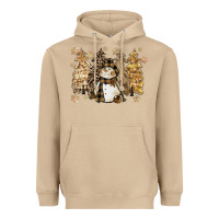 Mushroom snowman with christmas trees 11inches Heavyweight Hoodie - CowGirlArtShop