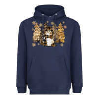 Navy snowman with christmas trees 11inches Heavyweight Hoodie - CowGirlArtShop