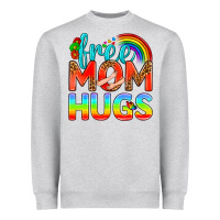 Heather Grey Pride LGBTQ Free Mom Hugs Heavyweight Sweatshirt - BundleAndBundleShop