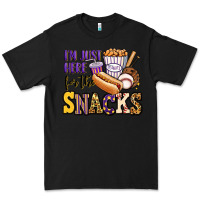 Black i'm just here for the snacks baseball purple and g Premium Tee - Jasminsmagicworld