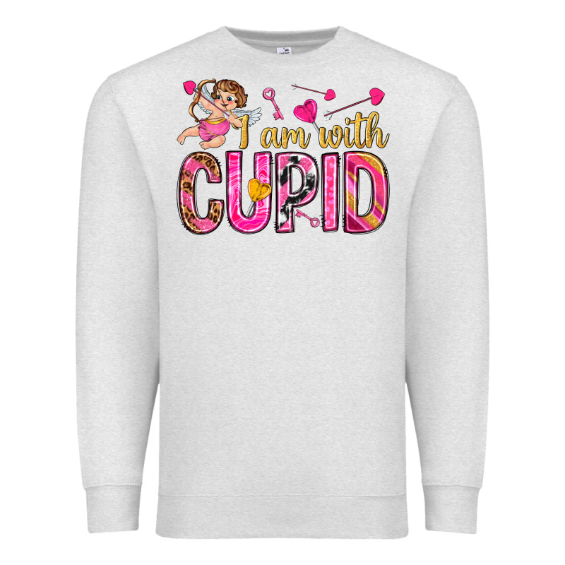 I Am With Cupid I Am With Cupid Valentine's Day Premium Sweatshirt by HowdyJamesFarm | Teevron