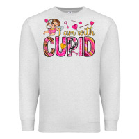 Oatmeal Heather i am with cupid I am with Cupid Valentine's Day Premium Sweatshirt - HowdyJamesFarm