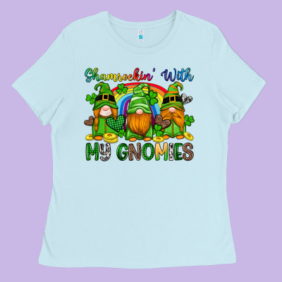 Shamrockin With My Gnomies Ladies Tee Designed By Artiststas