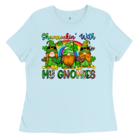 Baby Blue shamrockin with my gnomies Ladies Tee - Artiststas