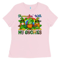 Bubblegum Pink shamrockin with my gnomies Ladies Tee - Artiststas