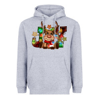 Heather Grey reindeer joy christmas Heavyweight Hoodie - CowGirlArtShop