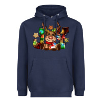 Navy reindeer joy christmas Heavyweight Hoodie - CowGirlArtShop