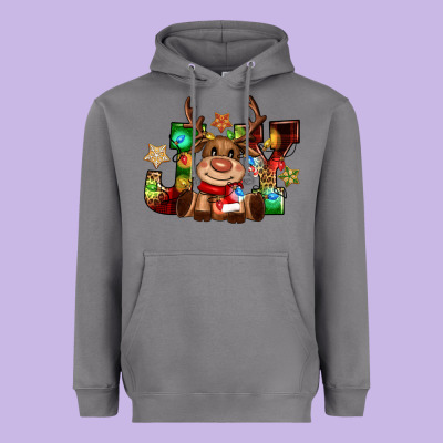 Reindeer Joy Christmas Heavyweight Hoodie Designed By Cowgirlartshop