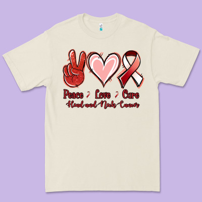 Peace Love Cure Head And Neck Cancer Premium Tee Designed By Jasminsmagicworld