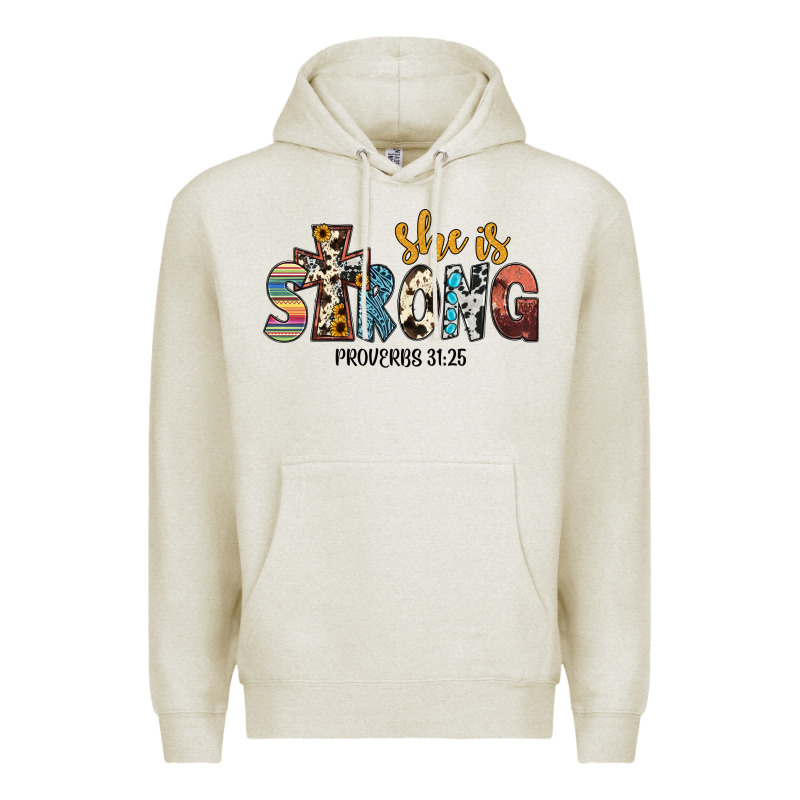 She İs Strong Proverbs 31 25 Premium Hoodie by JahusDesignShop | Teevron
