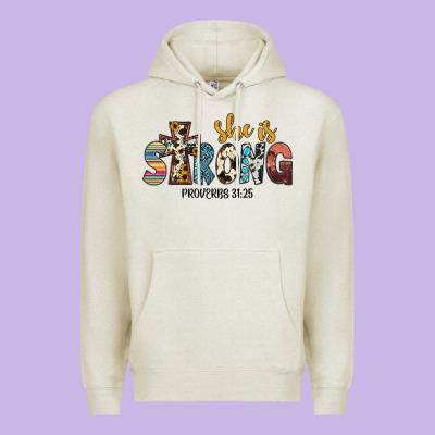 She İs Strong Proverbs 31 25 Premium Hoodie Designed By Jahusdesignshop