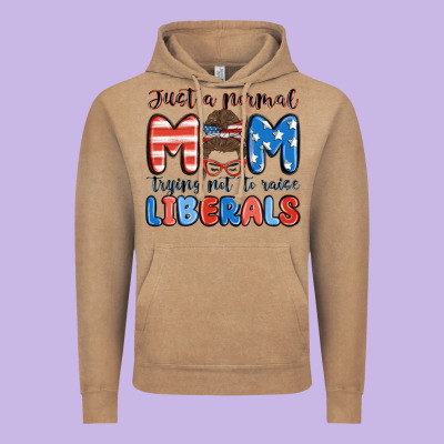 Just A Normal Mom Trying Not To Raise Liberals Vintage Hoodie Designed By Maliassmallbusiness