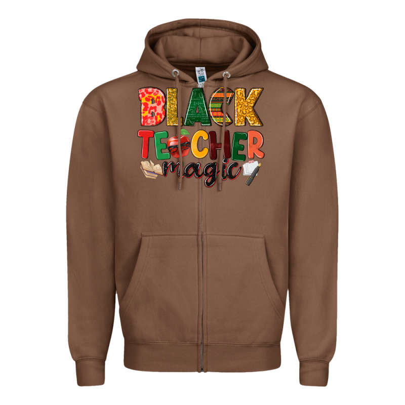 Black Teacher Magic Zipper Hoodie by NancyCooperArtShop | Teevron