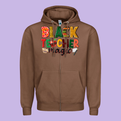 Black Teacher Magic Zipper Hoodie Designed By Nancycooperartshop
