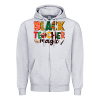 Heather Grey black teacher magic Zipper Hoodie - NancyCooperArtShop