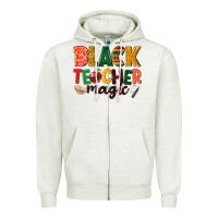 Oatmeal Heather black teacher magic Zipper Hoodie - NancyCooperArtShop