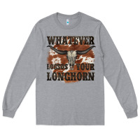 Heather Grey longhorn bullskull whatever lossos your longhorn Long Sleeve Tee - JahusDesignShop