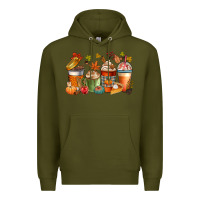Army Green fall coffee cups Premium Hoodie - CowGirlArtShop
